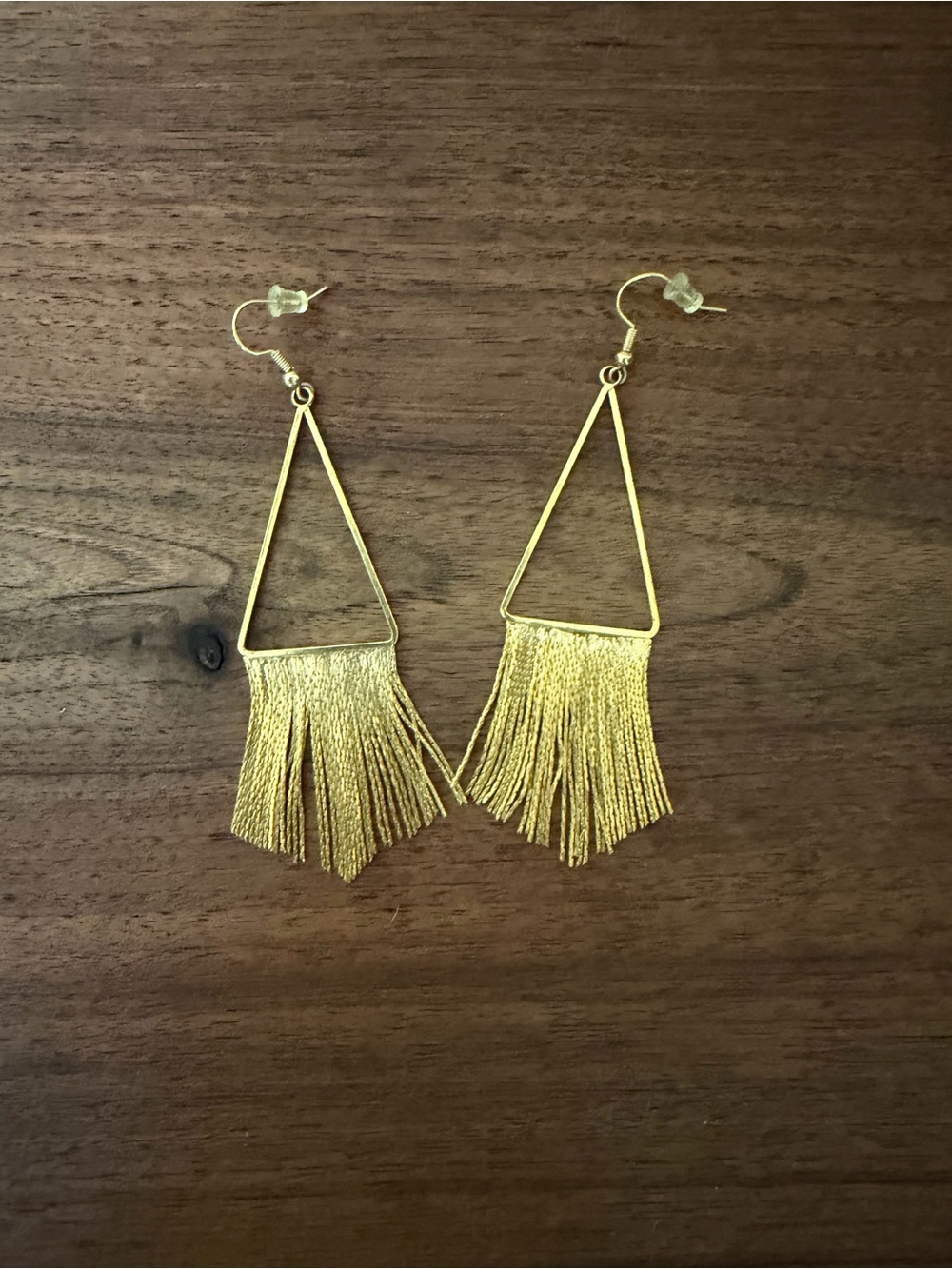 Uncommon James Gold Triangle Fringe Statement Drop Earrings